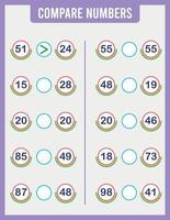 comparer des nombres. jeu de mathématiques pour les enfants d'âge préscolaire. vecteur