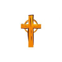 Croix en bois catholique icône isolé religieux vecteur