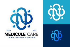 lettre n molécule santé se soucier logo conception vecteur symbole icône illustration