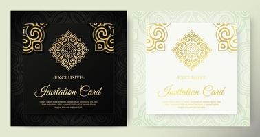 carte d'invitation de luxe blanche et noire de style mandala vecteur