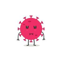 virus mignon avec un design de personnage de visage en colère. vecteur