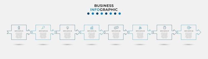 modèle de conception infographique avec icônes et 8 options ou étapes vecteur