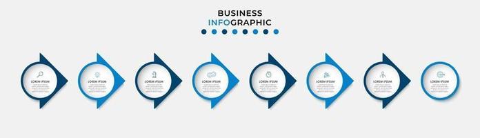 modèle de conception infographique avec icônes et 8 options ou étapes vecteur