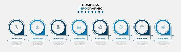 modèle de conception infographique avec icônes et 8 options ou étapes vecteur