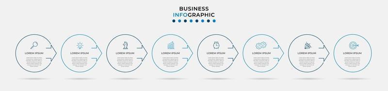 modèle de conception infographique avec icônes et 8 options ou étapes vecteur