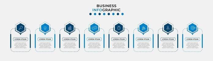 modèle de conception infographique avec icônes et 8 options ou étapes vecteur