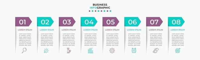 modèle de conception infographique avec icônes et 8 options ou étapes vecteur