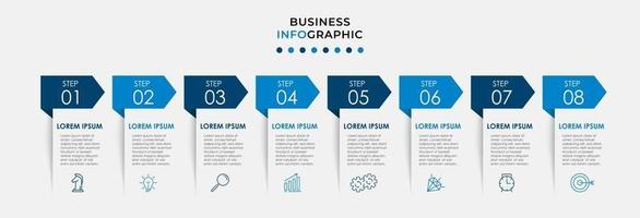 modèle de conception infographique avec icônes et 8 options ou étapes vecteur