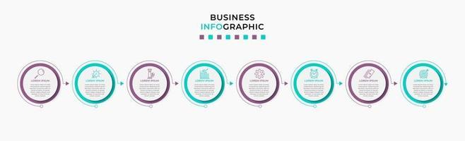 modèle de conception infographique avec icônes et 8 options ou étapes vecteur