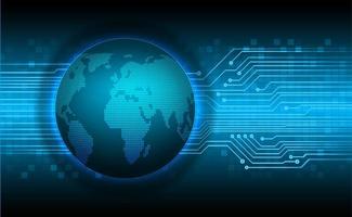 technologie future du circuit imprimé binaire mondial, cybersécurité hud bleue vecteur