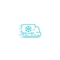 Icône de camion frigo, ligne sur blanc vecteur