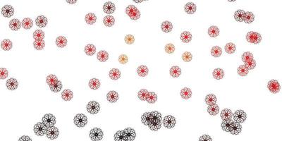 texture de doodle vecteur rouge et jaune clair avec des fleurs.