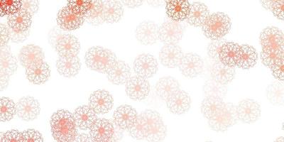 texture de doodle vecteur rouge clair avec des fleurs.