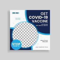 conception de modèle de publication sur les médias sociaux du programme de vaccination covid 19 vecteur