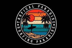 conception de silhouette de surf paradis tropical vecteur