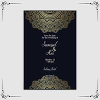 fond orné de mandala or de luxe pour invitation de mariage vecteur