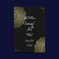 fond orné de mandala or de luxe pour invitation de mariage vecteur