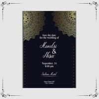 fond orné de mandala or de luxe pour invitation de mariage vecteur