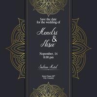 fond orné de mandala or de luxe pour invitation de mariage vecteur