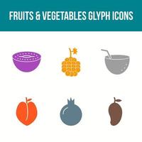 ensemble d'icônes vectorielles de fruits et légumes uniques vecteur