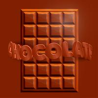 Barre de chocolat réaliste 3D avec texte 3D &#39;CHOCOLATE&#39;, vector