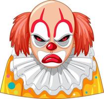 visage de clown effrayant sur fond blanc vecteur