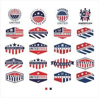 grand ensemble de création de logo des États-Unis. made in usa logo drapeau américain vecteur