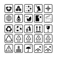 jeu de symboles d'icônes d'emballage 1 sur 2 vecteur