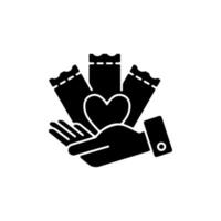 icône de glyphe noir de jeu de loterie caritative vecteur