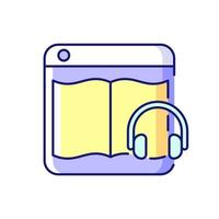 icône de couleur rvb de plates-formes en ligne de livres audio vecteur