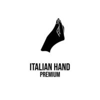 conception d'icône de logo noir de geste de main de pomme de pin italienne vecteur