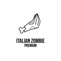 Conception d'icône de logo de geste de main de pomme de pin de zombie italien vecteur