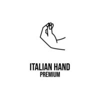 conception d'icône de logo de ligne de geste de main de pomme de pin italienne vecteur