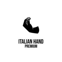 conception d'icône de logo noir de geste de main de pomme de pin italienne vecteur