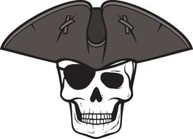 crâne de pirate avec chapeau vecteur