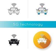 icône de voiture intelligente 5g vecteur