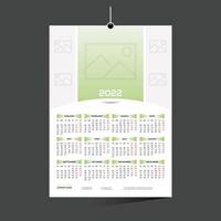 Conception de calendrier de 12 mois 2022 de couleur verte pour tout type d'utilisation vecteur