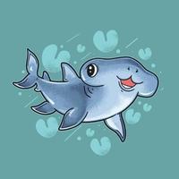 bébé requin souriant illustration vecteur grunge