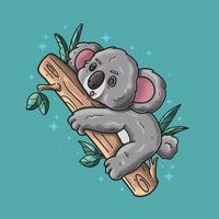 Adorable petit koala grimpant à l'arbre vecteur