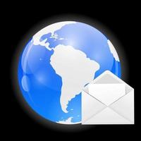 globe avec illustration vectorielle courrier vecteur