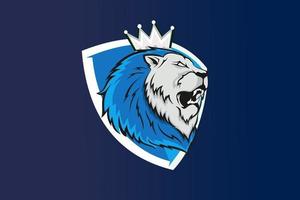 logo de la mascotte de l'équipe e-sports lion roar vecteur