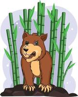 ours en colère dans le vecteur de bambou