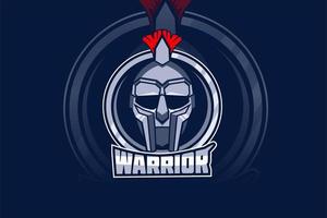 logo de la mascotte de l'équipe e-sports guerrier vecteur