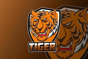 logo esport de mascotte de joueur de tigre vecteur