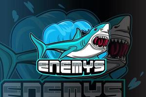 modèle de logo d'équipe e-sport avec requin vecteur