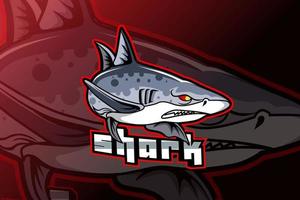 logo de mascotte de requin pour les jeux de sport électroniques vecteur