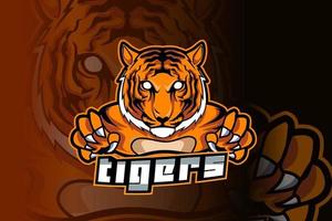 logo tigre pour le sport et l'esport isolé sur fond sombre vecteur