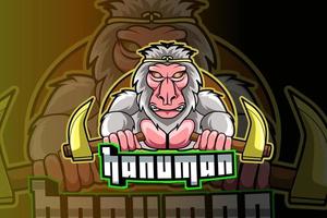 modèle de logo d'équipe e-sports hanuman vecteur