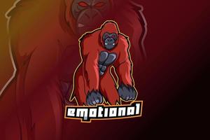 modèle de logo d'équipe e-sports de gorille vecteur