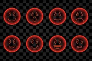 emoji avec jeu d'effets de lumière ressources graphiques émoticône halloween néon vecteur